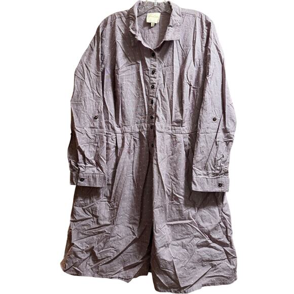 Modcloth Red and White Long Sleeve Peasant Style Midi Shirt Dress - Size 3XL - Picture 1 of 7